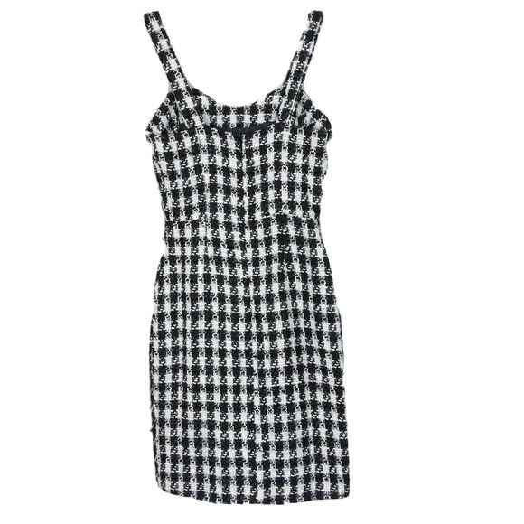 NWT J.O.A. Tweed Fringe Houndstooth Print Sleeveless Sheath Dress Split Hem XS - Picture 5 of 15